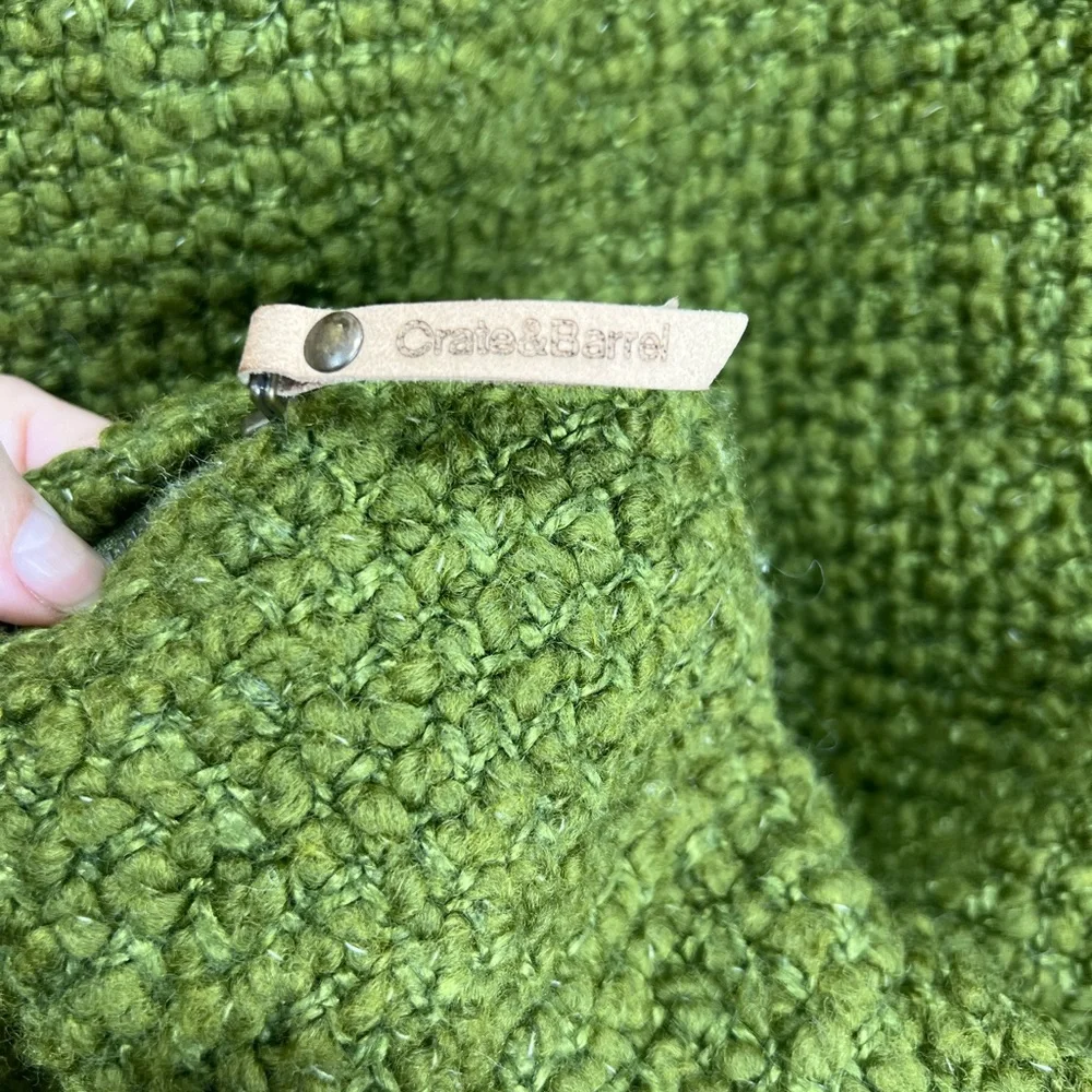 Laura Kim for Crate & Barrel Wool Blend Bouclé Pillow Cover Oregano Green 23”